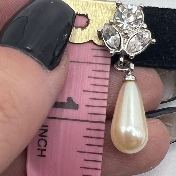 Monet Dainty Faux Pearl Drop Earrings with Stone Cluster Post - Picture 3 of 6